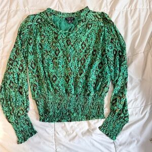 NWOT! Rachel Zoe Green Animal Print Blouse – Size M